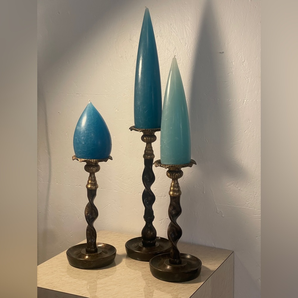 Southern Living BARLEY TWIST set of 3 Candlestick Holders